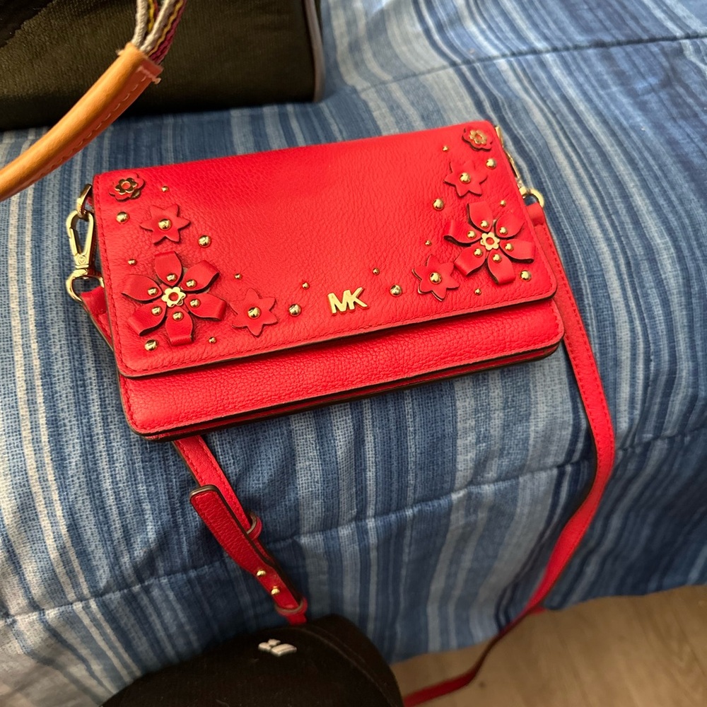Michael Kors Red Floral Crossbody Bag